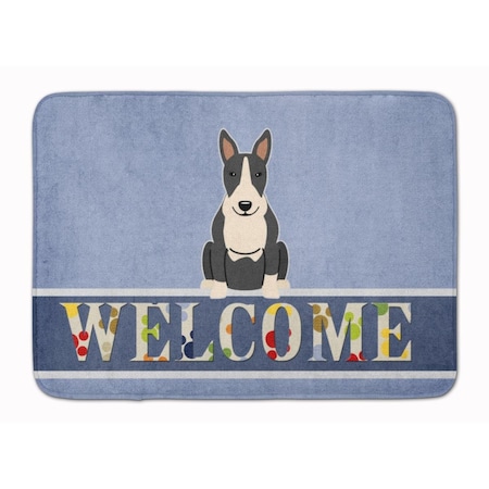 Carolines Treasures Bull Terrier Black & White Welcome Machine Washable Memory Foam Mat BB5714RUG